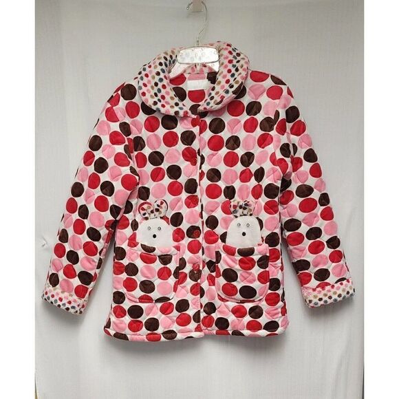 Girls Polka-Dots Multicolor Pink Plush Jacket Size 10-12 - Picture 4 of 6